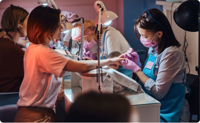 nail technician doing nails
