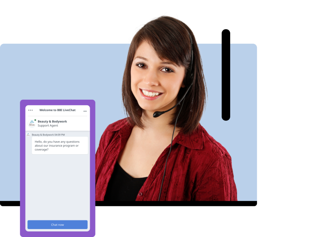 customer service rep and chat bot image