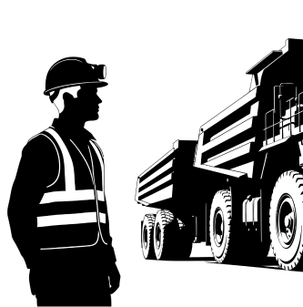 mechanic silhouette with big truck