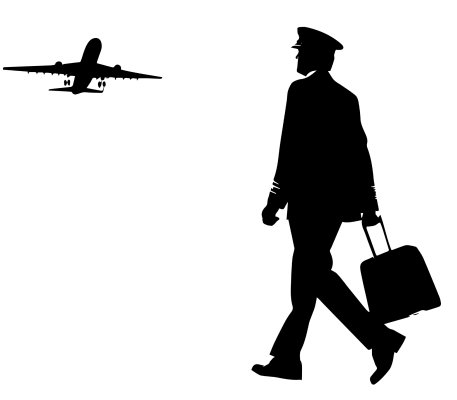 pilot walking towards plane silhouette