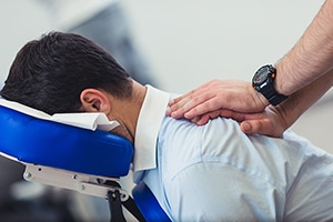 man getting a corporate massage