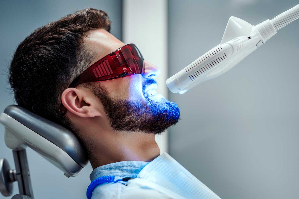 man getting his teeth whitened