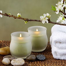 aromatherapy candle setup on table