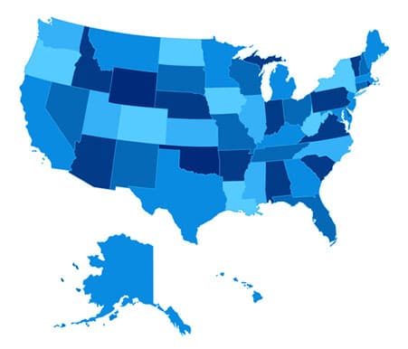 blue map of the united states